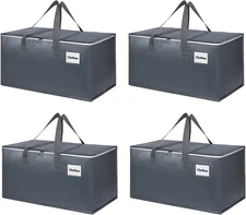 Moving Bags with Zipper - Extra Large Space Saving Totes for Storage, Grey-4 