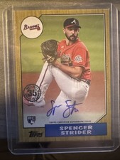 Spencer Strider 2022 Topps Series 2 1987 RC Rookie On Card Autograph #87BA-SS. rookie card picture