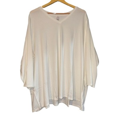 New Wynne Layers 3/4 Sleeve V Neck Top White Womens 3X Lightweight Flowy Relaxed