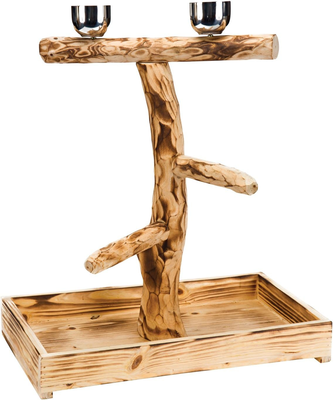 Bird-Life Natural Wood Tree Perch for Large Birds and Parrots &ndash; Includes Food an