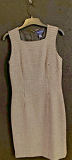 Ann Taylor Size 2 Black White Houndstooth Wool Sheath Dress Fully Lined Classic