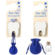 DoubleFill Tooth Fairy Holder Door Hanger Bag w/ Money Slot Keepsake Bottle Velv