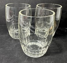 Hazel Atlas Art Deco Barrel Glasses Ribbed Base 8oz Rocks Lot of 3 Vintage