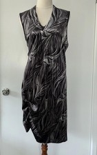 TS Taking Shape Ruched Dress Size XS  AU 16 plus velour silver black races party