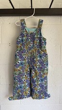 LL Bean Buster Snow Bib Winter Pants Kids' Sz 2T Skiing Snowboard Flowers Daisy