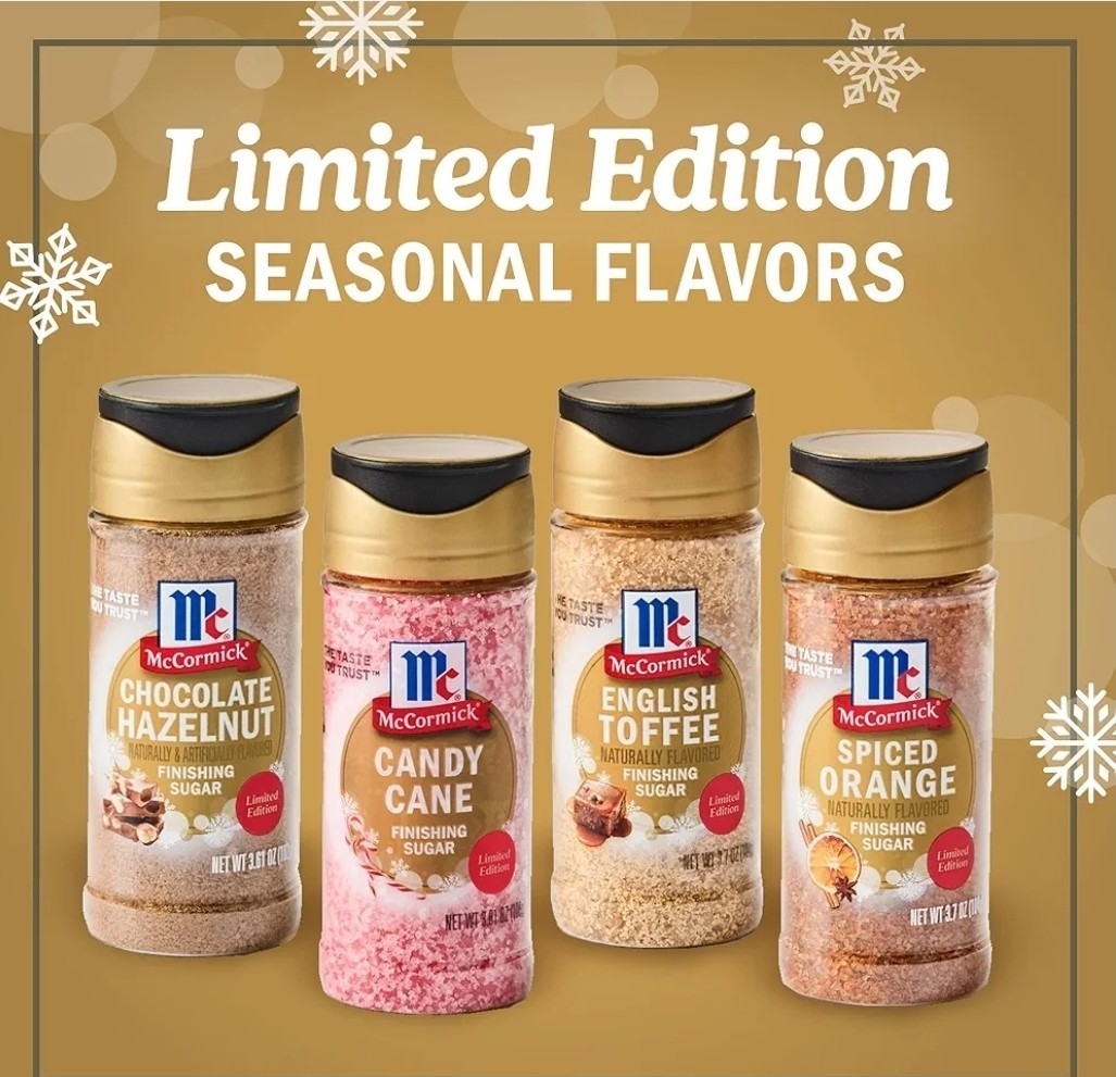 McCormick LIMITED EDITION HOLIDAYS Finishing Sugar 2025 Complete Set Of 4 NEW