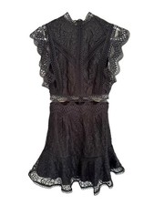 Hello Molly Black Lace Mini Dress Ruffle Cut Out Flutter Sleeves LBD NEW 2 Date