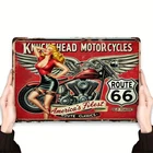 Vintage Motorcycle Route 66 Classic Garage Tin Metal Signs Home Décor 8x12