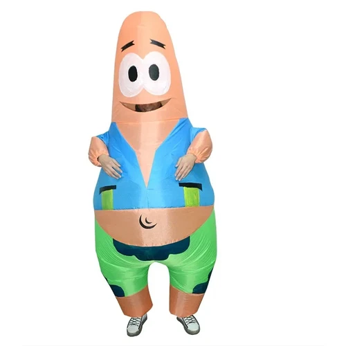 SpongeBob Patrick Star Inflatable Costume Cosplay Funny Blow Up Suit Party Dress - Picture 6 of 12