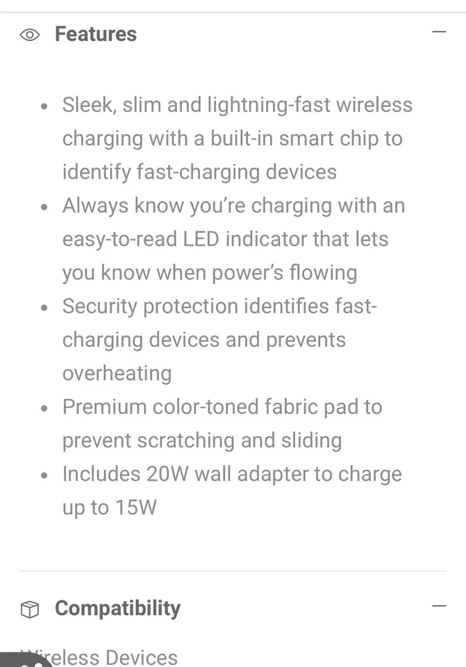 2 X Incipio Wireless Charging Pad with 20W Adapter - new Open Box 2 Per Order - Image 2 of 2