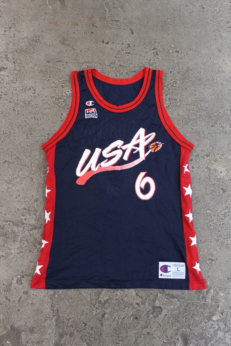 Vintage CHAMPION Team USA National Team #6 Hardaway Jersey Size