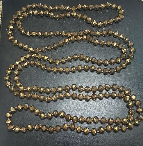 VTG Long Layering Topaz Colored Faceted Crystal Knotted Beaded Necklace 65" - 第 1/6 張圖片