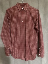 Ralph Lauren Maroon Cream Checks Men  s M Dress Shirt