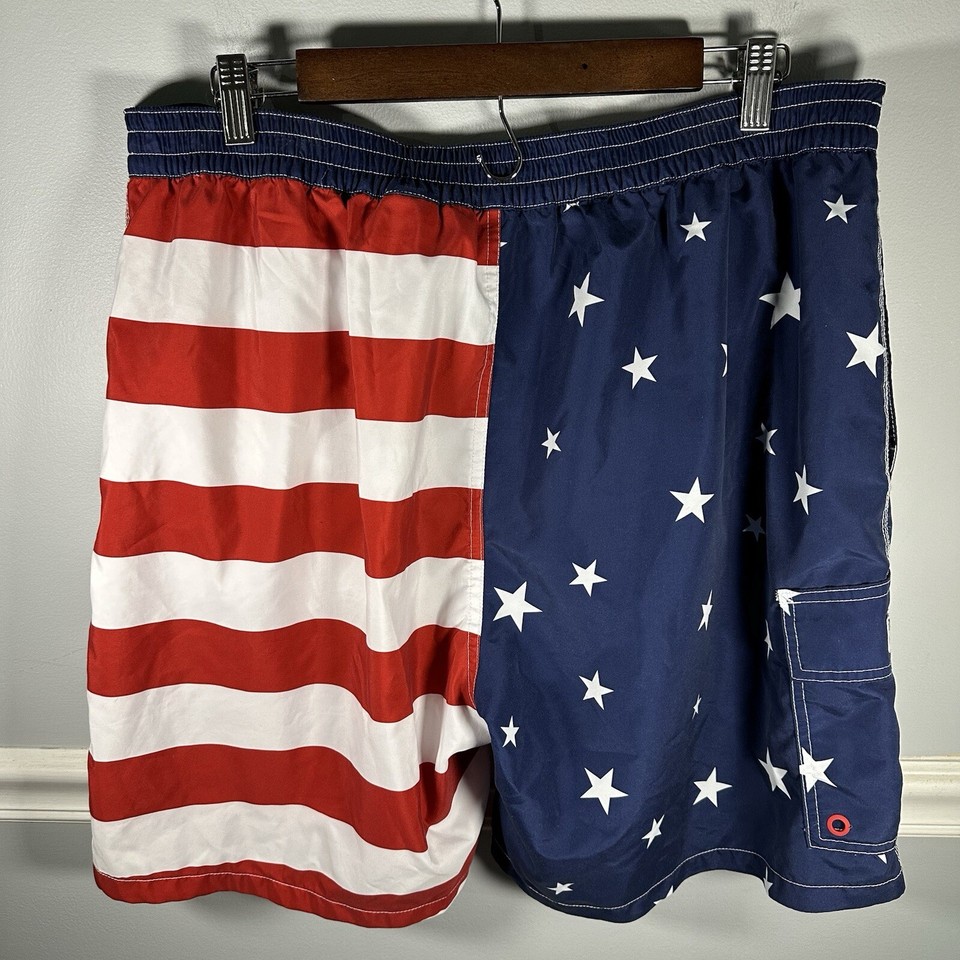 Polo Ralph Lauren Men's XXL USA Flag Print Lined Swim Trunks Bathing