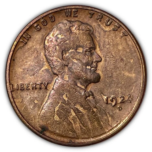 1924-D Lincoln Wheat Cent Extremely Fine XF Coin, Details #3012
