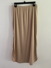Vintage Perfectform USA Beige Micro Polyester Half Slip Side High Slits Size 1X