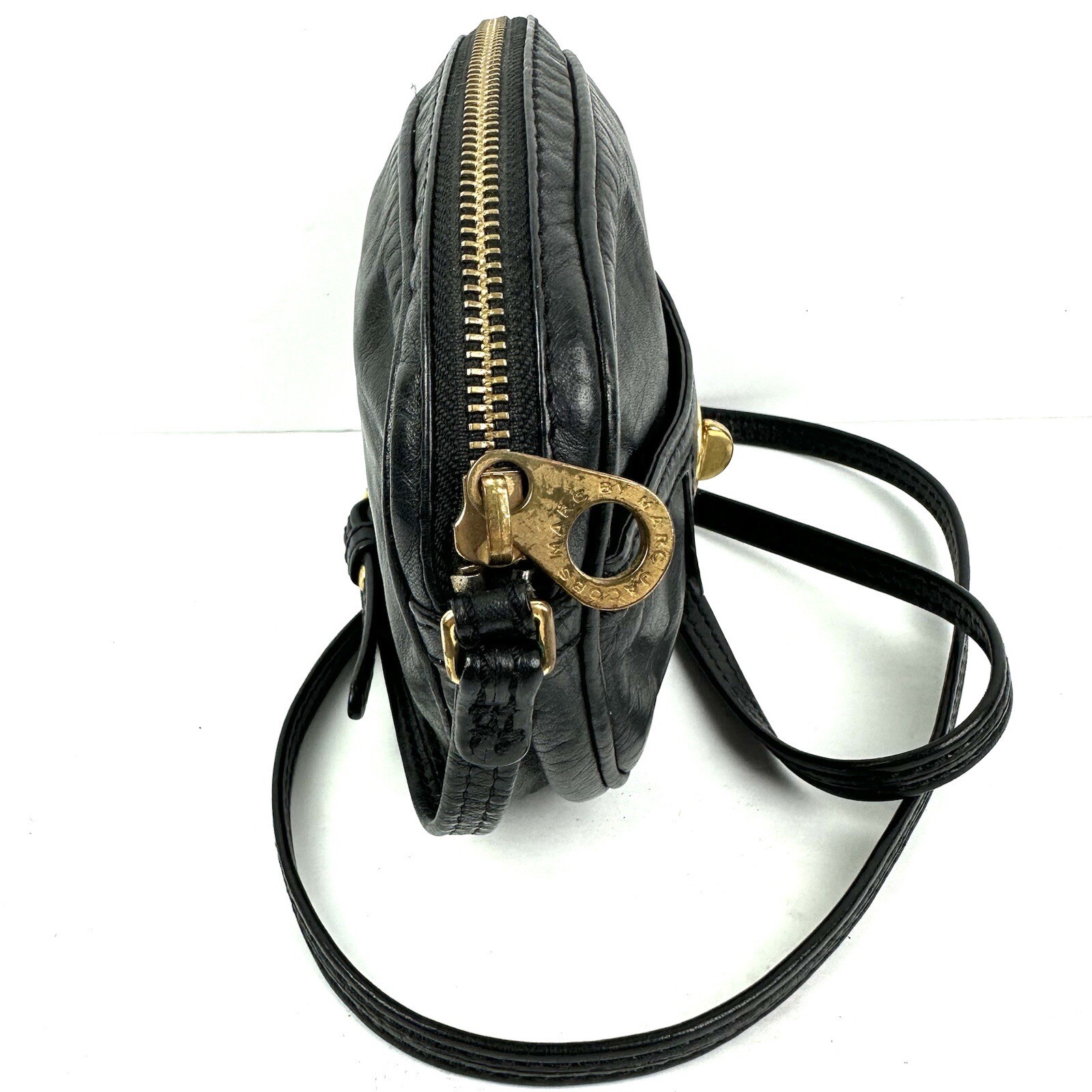 Marc Jacobs Mini Crossbody Bag Black Leather Handbag Gold Hardware