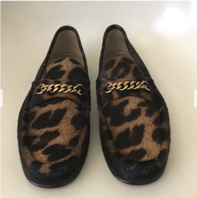 Tom Ford Brown and Black Leopard-Print Chain Loafers Tom Ford Chain-Link Accent Ponyhair Loafers - Brown Loafers  main image 2