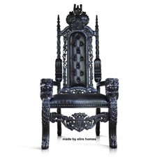 UK Stock 180cm Black Lion Throne Chair