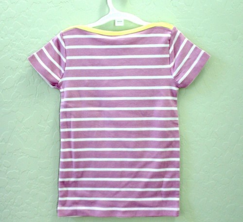 Gymboree Purple Short Sleeve Striped Pocket Cotton T-Shirt Size 5 - Picture 2 of 3