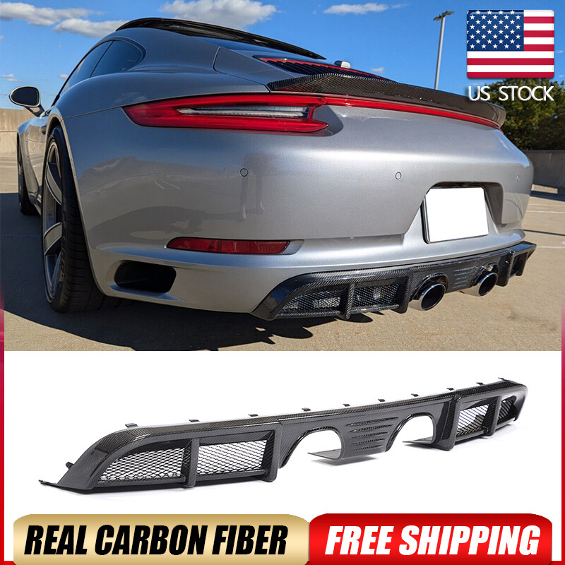 Porsche 911 Carrera 4 GTS 2017-2019 Genuine Carbon Fiber Rear Bumper Diffuser Lip Spoiler