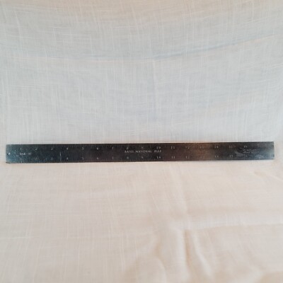 Bates National Rule BNR-18 Ruler Metal 18  Made in USA Cork Back Vintage