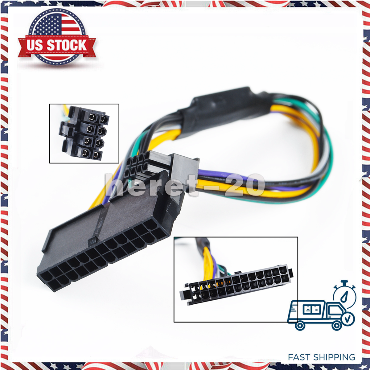 24Pin to 8Pin For Dell Optiplex 7040 3020 5040 Power Supply