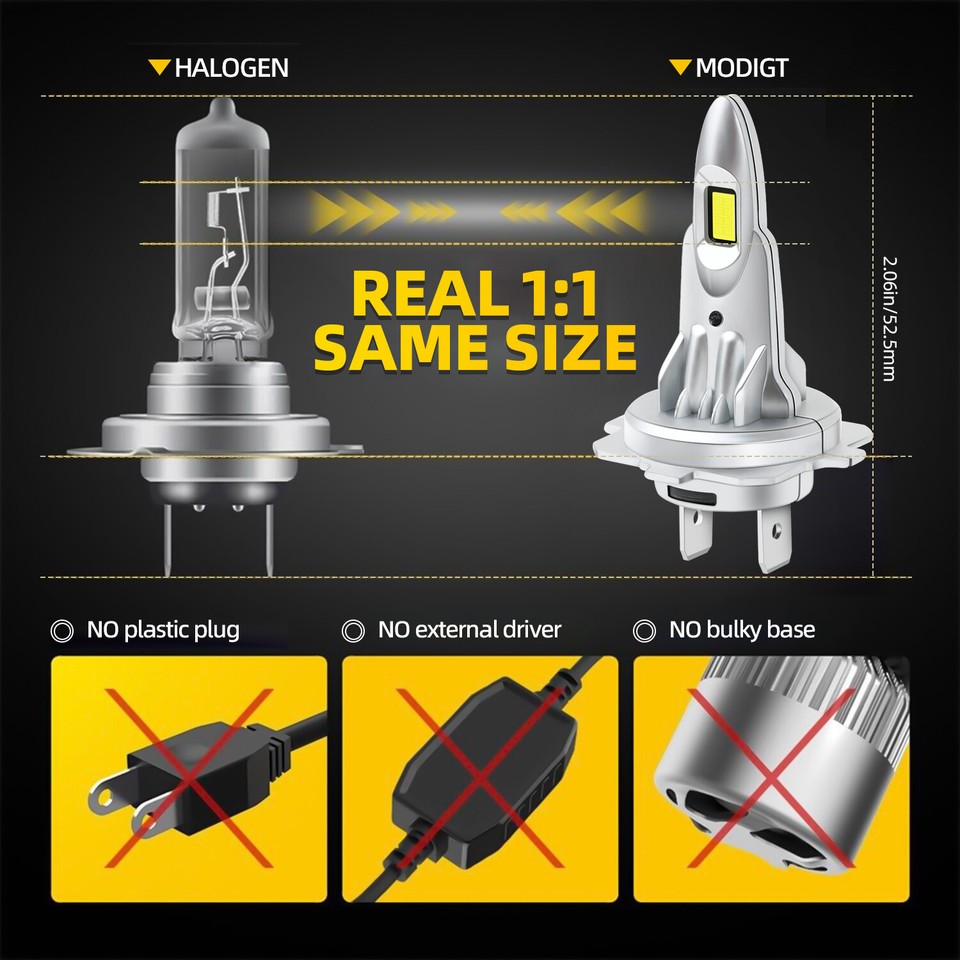 2x H7 CANBUS LED Headlight Hi/Low Beam Bulbs For Volkswagen Eos Golf