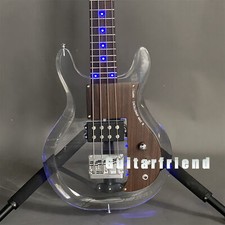 Unbranded Blue LED Electric Guitar Acrylic Body Rosewood Fretboard 4 Strings