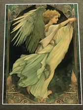 Art Nouveau Angel Print - Elegant Vintage Style Illustration Poster 18x24in