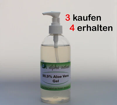 Aloe Vera Gel 100% Natur 500ml - Barbadensis -parfümfreie-99,99% After-Sun