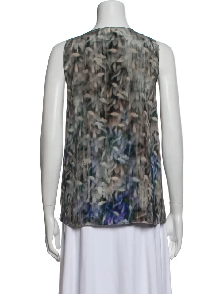 Top multicolor sin mangas cuello redondo estampado seda NINA RICCI %100 talla 36/FR Foto 3 de 3