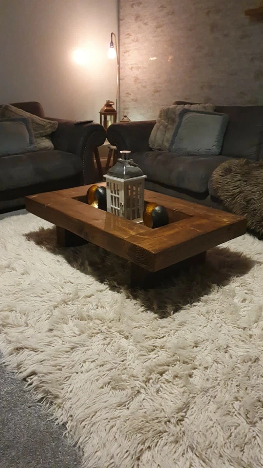 Rustic handmade solid wood sleeper coffee table Xtra Large Xtra wide version  - Image 2 of 4