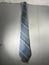 Vintage Richman Brothers 70s Light Blue Stripe Tie .. Repp Tie
