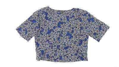 Wearhouse Damen blau Blumenmuster Polyestermischung Bluse Größe 6