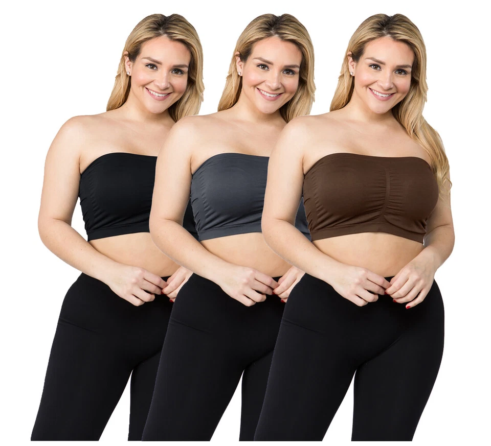 Sujetador Bandeau Acolchado Top Spandex TALLA ÚNICA REGULAR Y TALLAS GRANDES PAQUETE 1, 2, 3, 4 Foto 2 de 3