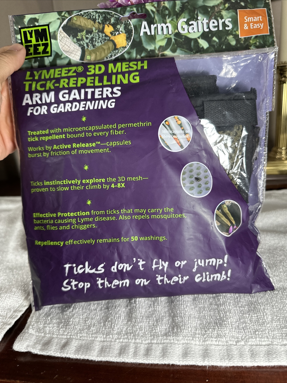 NEW Lymeez 3D Mesh Tick Repelling Arm Gaiters for Gardening Olive Brand