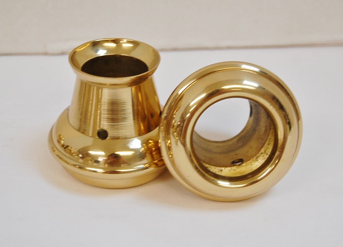 SET OF 6 BRASS BOVE STYLE 1 1/2" CANDLE FOLLOWERS, CHASERS, TOPPERS