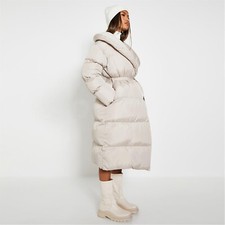 I Saw It First Belted Padded Maxi Coat Stone Size Uk 8