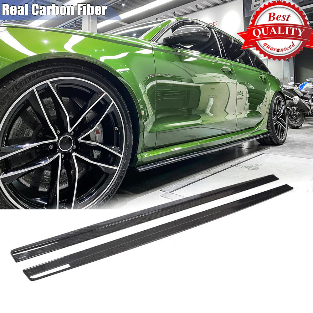 Bas De Caisse En Fibre De Carbone Pour Audi A6 RS6 C7 (2013-2018) - Kit Extension Noir Brillant