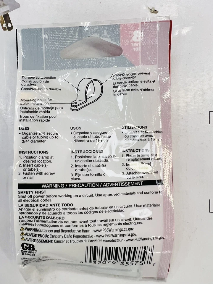 Dobladora Gardner 3/4 pulg. Dia. Abrazadera de cable de plástico 6 pk. ¡NUEVO!!🔥 Foto 2 de 3