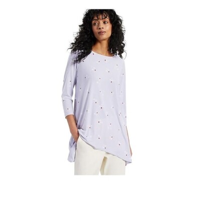 Alfani Womens M Purple Small Frames 3/4 Sleeve Swing Top  NWT AV45