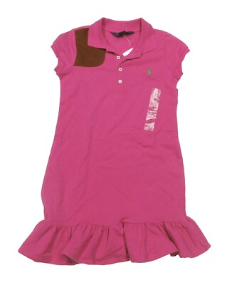 Polo Ralph Lauren Girls Preppy Pink Mesh Polo Ruffle Dress | eBay