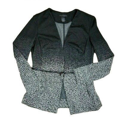 NEW Grace Elements Womens S Black White Zippers Around Blazer w Pockets MSRP $80
