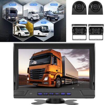 RÜCKFAHRSYSTEM 4 X Rückfahrkamera 9'' Split Monitor für KFW LKW Bus 12V 24V