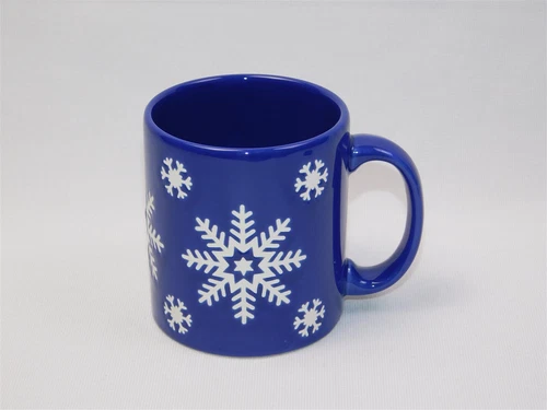 Vintage Blue Waechtersbach Germany CHRISTMAS Snowflake Holiday Mugs