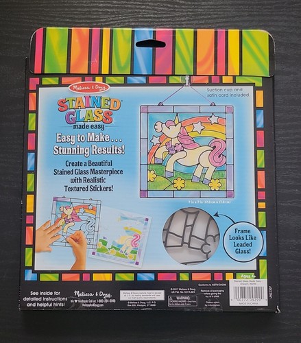 Melissa & Doug NEW Stained Glass Made Easy Unicorn RAINBOW Art Activity 4+ - Picture 2 of 5