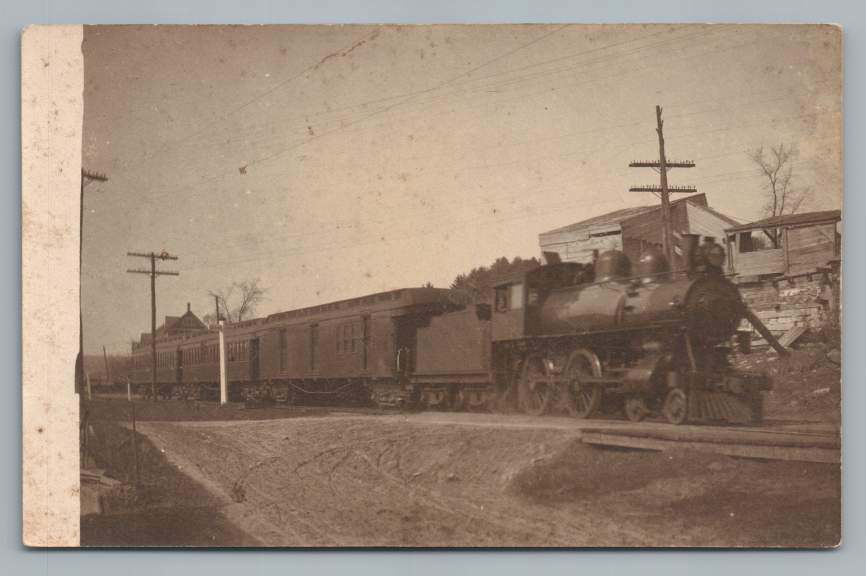 Railroad EAST DIXFIELD Maine RPPC Antique Train Photo