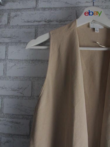 Witchery womens crepe knit vest jacket beige XS, oversized open front sleeveless - Picture 2 of 9