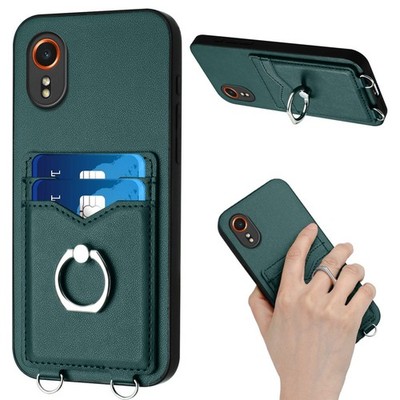 For Various Phone Leather Card Pocket Wallet Case +Ring Holder ShockProof Cover